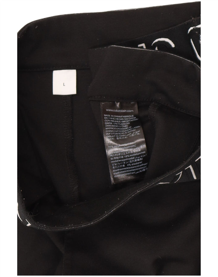 CALVIN KLEIN Dame Slim Fit Grafiske Cropped Bukser Large W32 L27 Sort