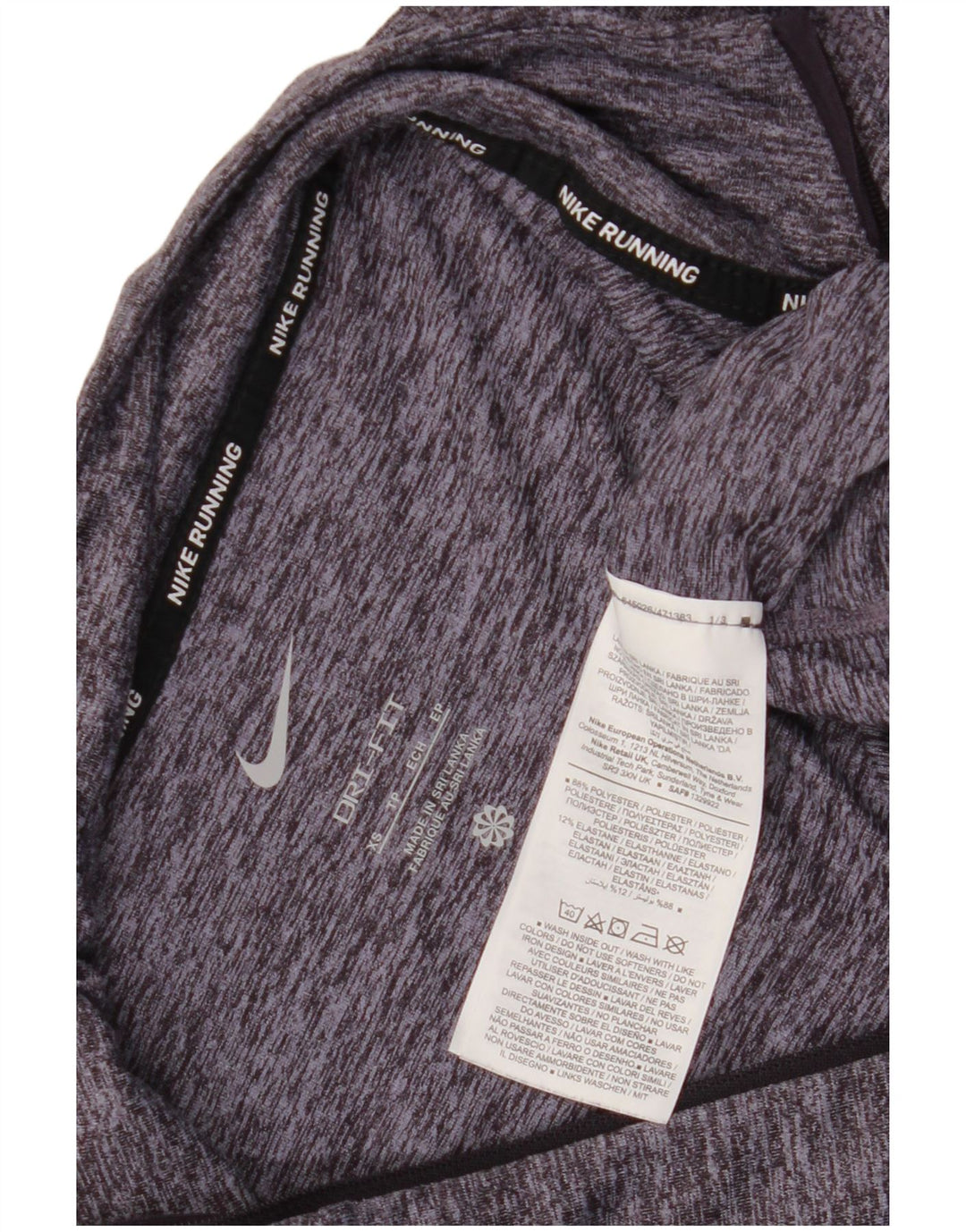 Nike Herre Dri Fit Top Langærmet med lynlåshals XS Blå Flecked Polyester
