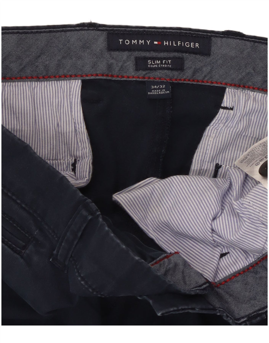 TOMMY HILFIGER Slim Fit Chinobukser til mænd W34 L32 Marineblå bomuld