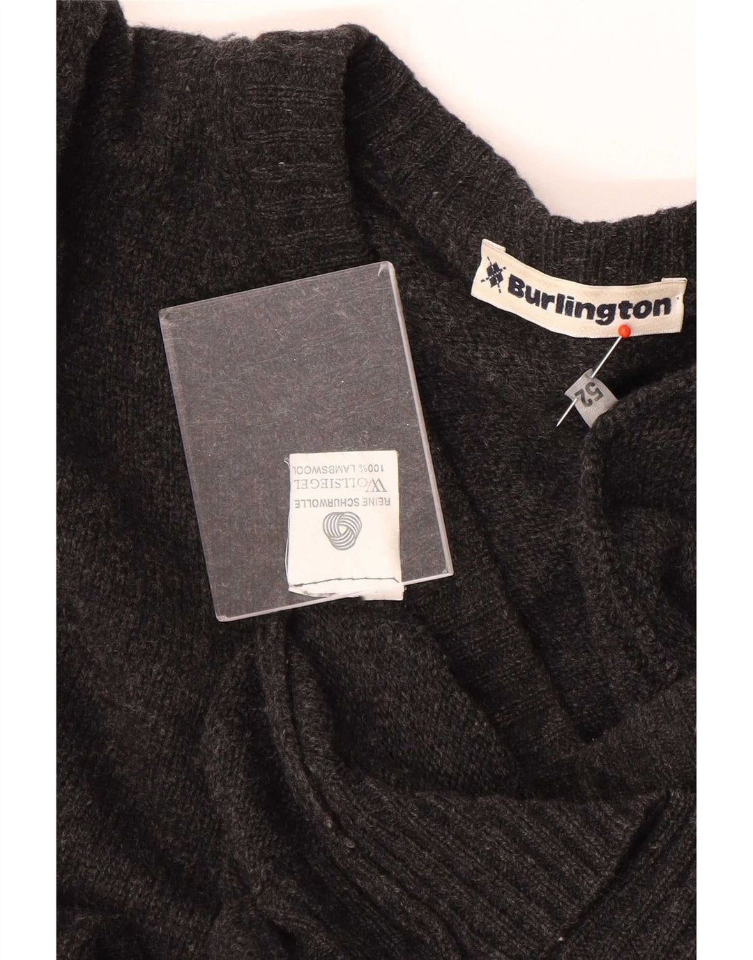 Burlington Herre V-hals sweater IT 52 XL Grå Uld
