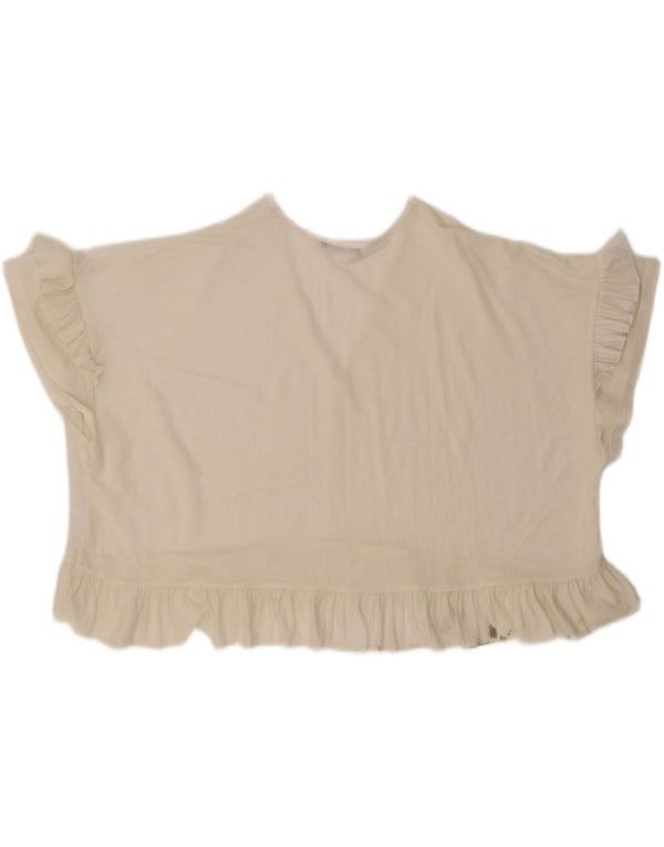 Zara Womens Oversized Crop Bluse Top UK 14 Medium Off White