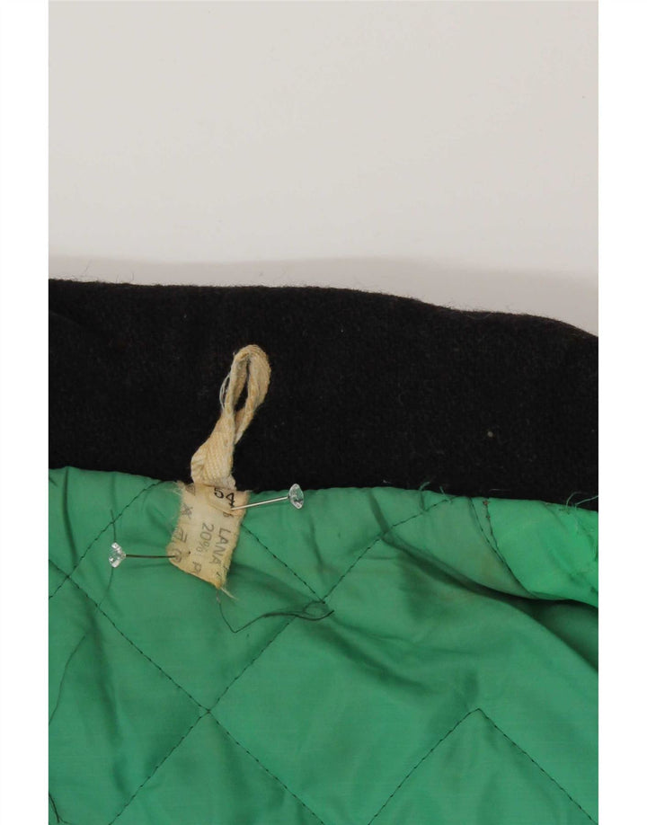 Vintage Herre Overfrakke IT 54 2XL Sort Uld