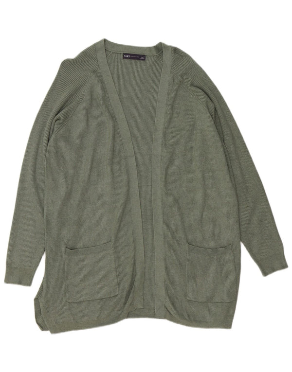 Marks & Spencer Dame Longline Cardigan Sweater UK 16 Large Khaki
