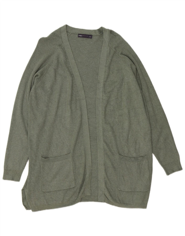 Marks & Spencer Dame Longline Cardigan Sweater UK 16 Large Khaki