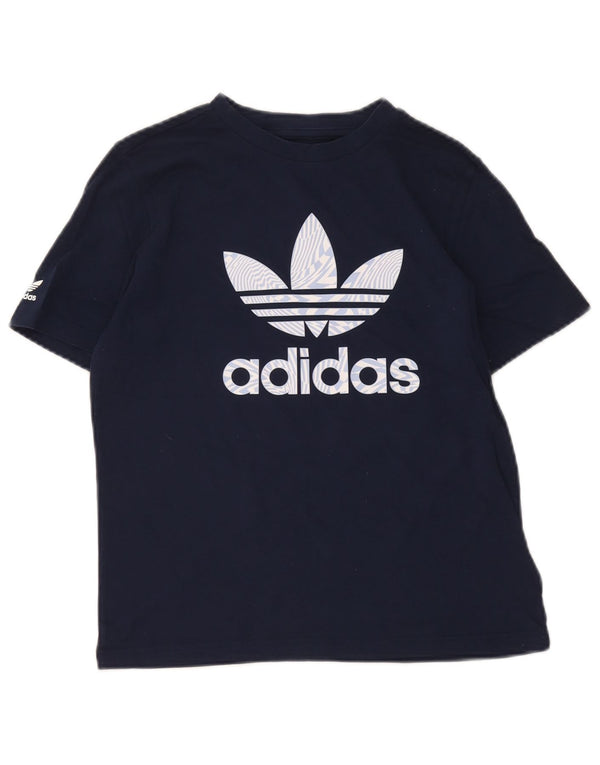 Adidas Boys Graphic T-Shirt Top 11-12 Years Navy Blue Cotton