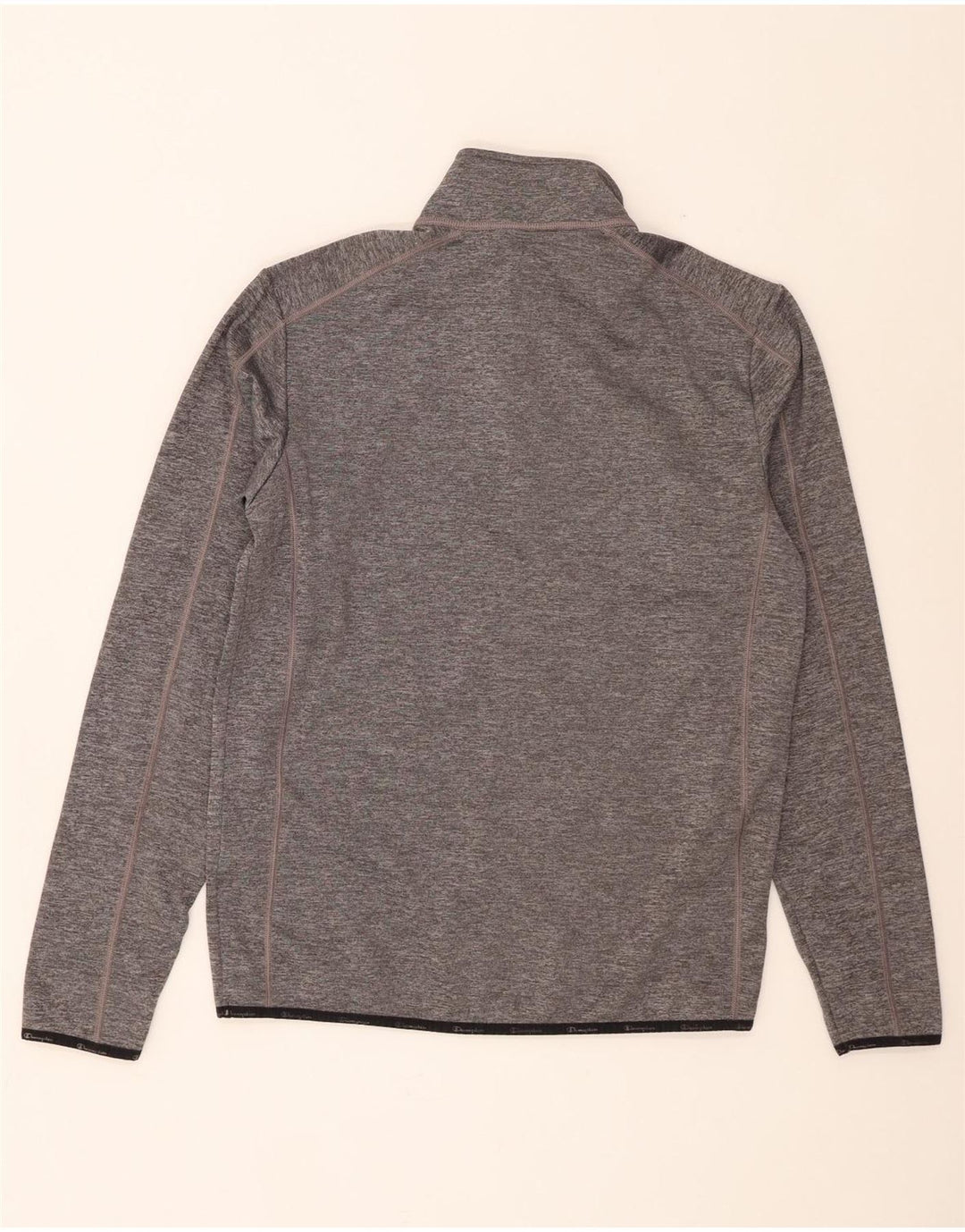 Champion Herre Zip Neck Sweatshirt Jumper Large Grå Flecked Polyester