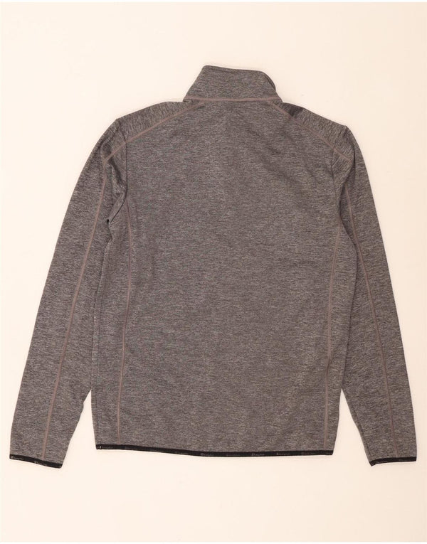 Champion Herre Zip Neck Sweatshirt Jumper Large Grå Flecked Polyester