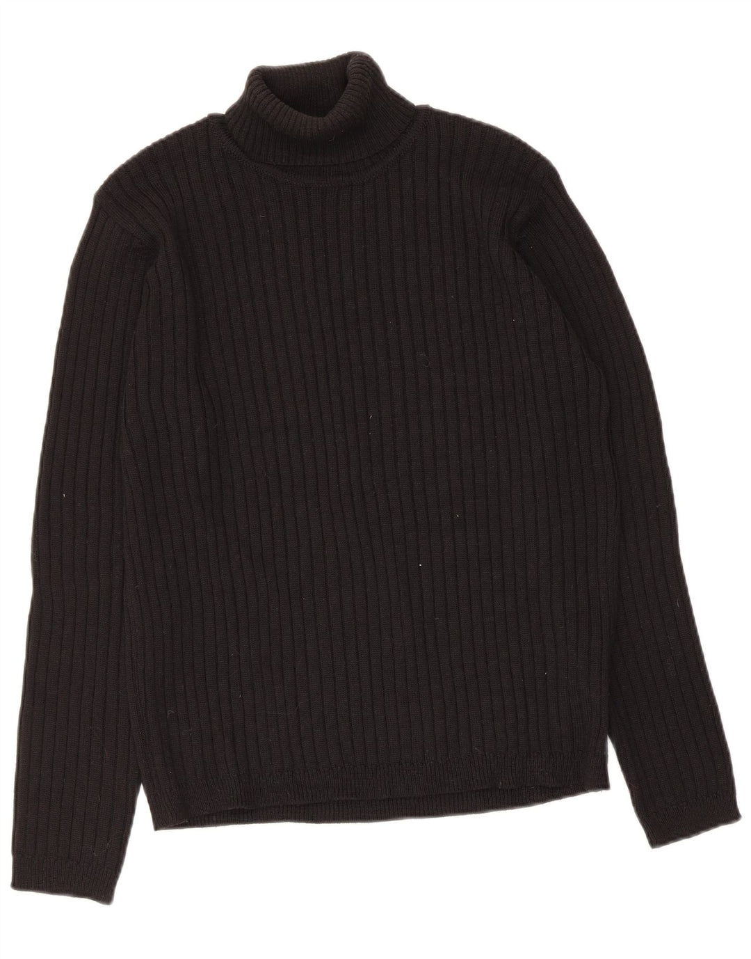 Zara Dame Roll Neck Jumper Sweater UK 16 Large Black Wool