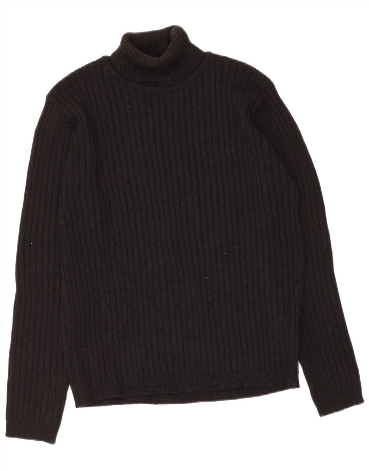 Zara Dame Roll Neck Jumper Sweater UK 16 Large Black Wool
