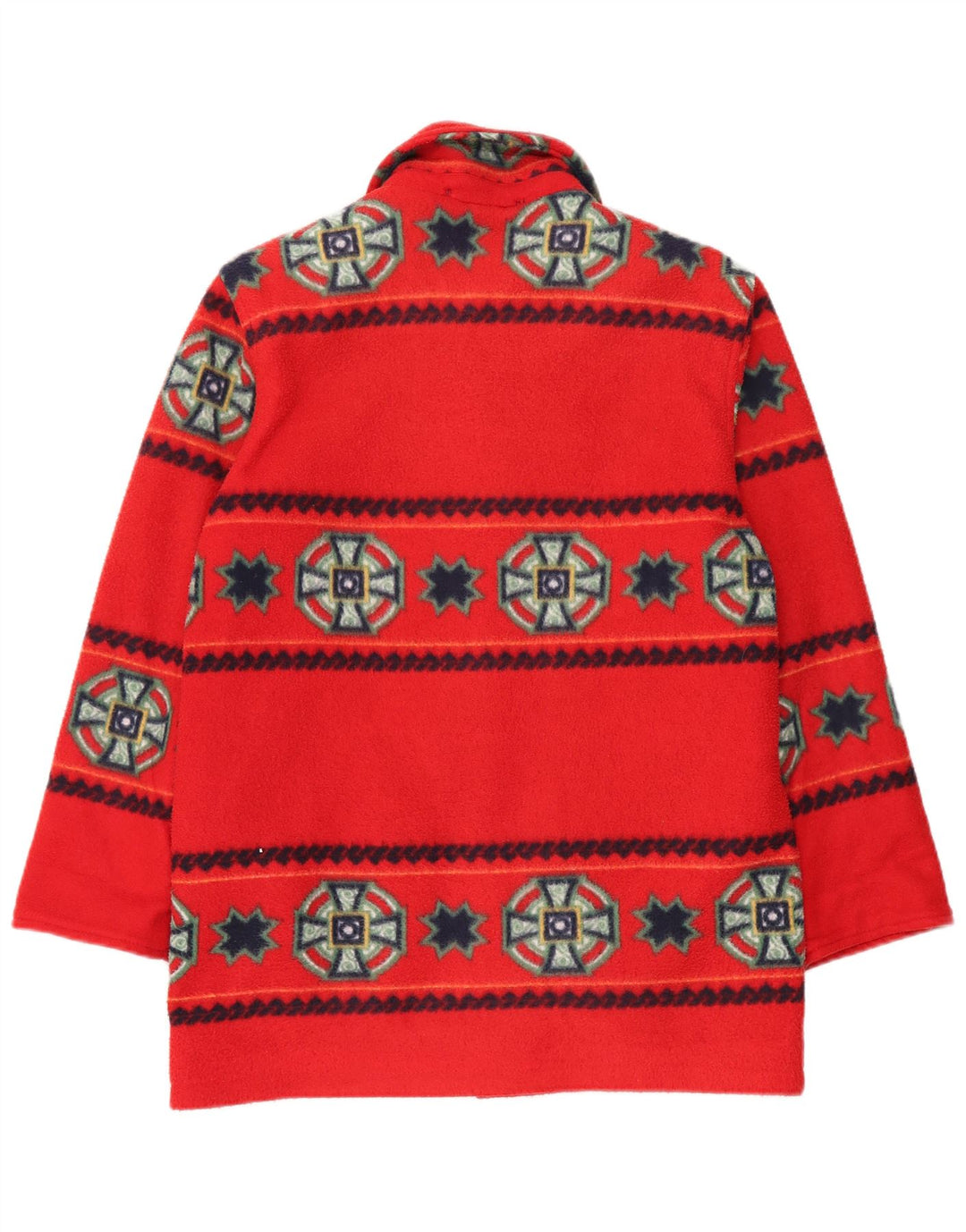 Vintage oversize overfrakke til kvinder UK 16 Stor rød geometrisk polyester