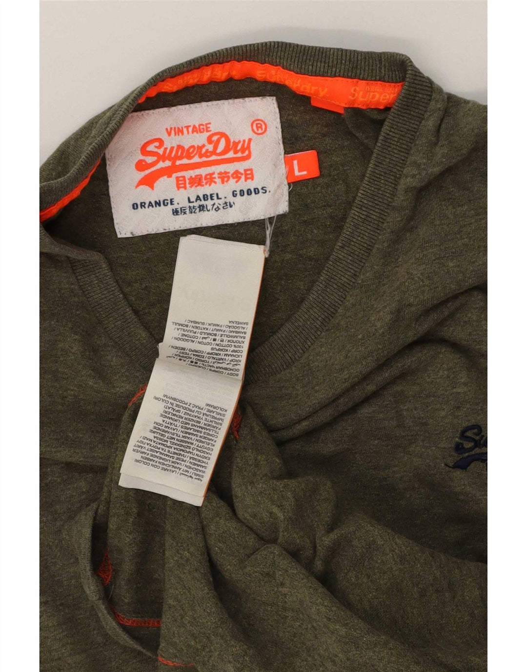 Superdry T-shirt top til mænd, stor Khaki Flecked Bomuld