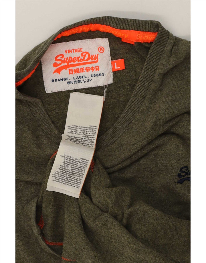 Superdry T-shirt top til mænd, stor Khaki Flecked Bomuld