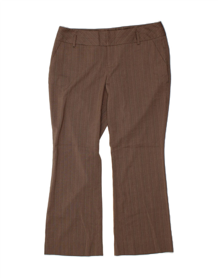 MOSSIMO Womens Stretch Chino Trousers US 12 Large W34 L28 Brown Striped Vintage Mossimo and Second-Hand Mossimo from Messina Hembry 