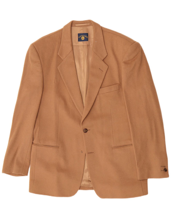 Navigare Herre 1 Knap Blazer Jacket UK 40 Stor Beige Uld