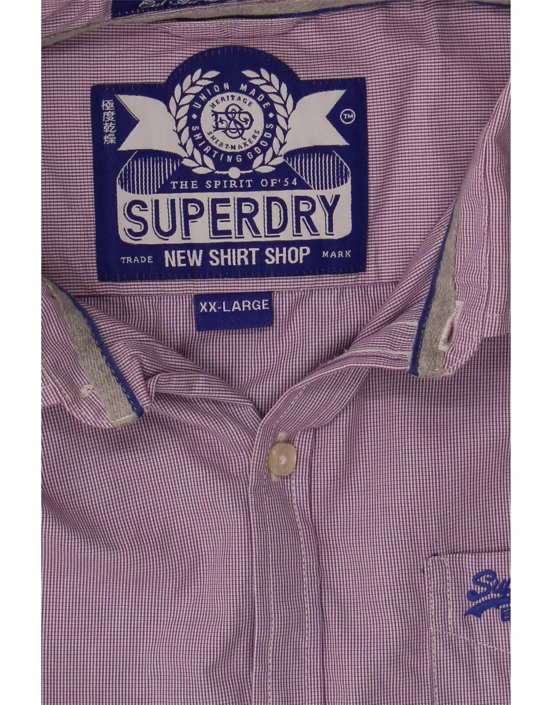 Superdry herreskjorte 2XL lilla ternet bomuld