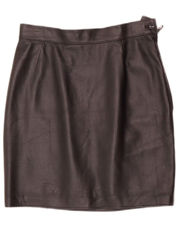 Vintage dame mini læder nederdel W28 Medium Sort