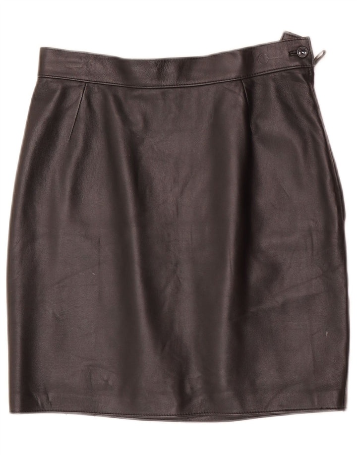 Vintage dame mini læder nederdel W28 Medium Sort