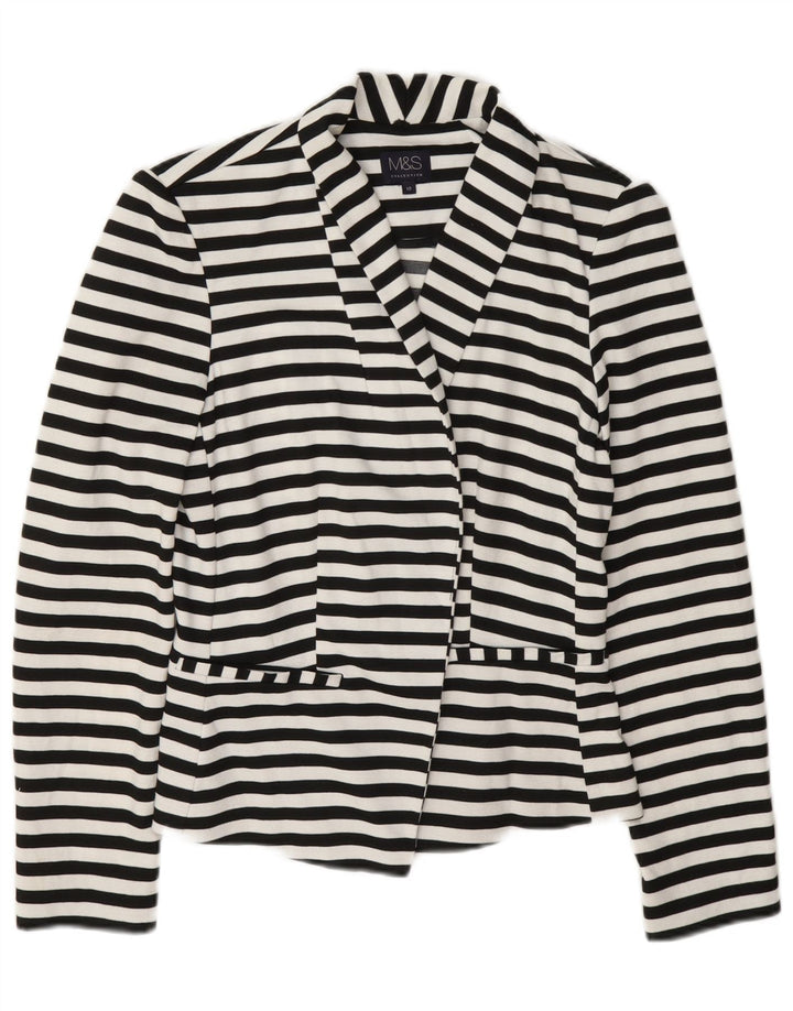 Marks & Spencer Dame Blazer Jacket UK 10 Small Marineblå Stribet Nautical