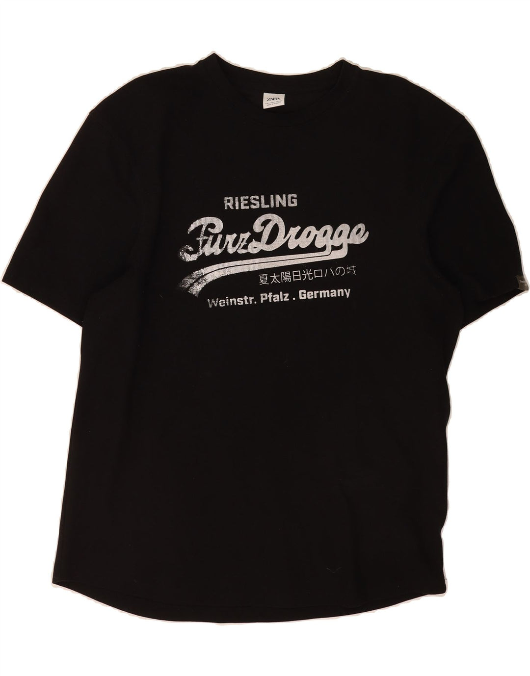 ZARA Mens Graphic T-Shirt Top Large Black Cotton Vintage Zara and Second-Hand Zara from Messina Hembry 