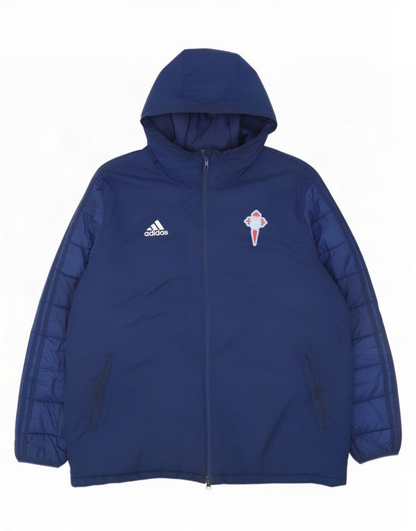 Adidas Herre hættepolstret jakke UK 44 2XL Navy Blue Polyester