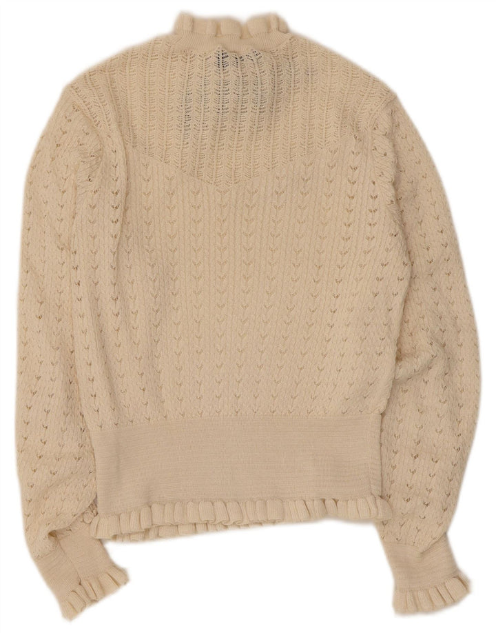 Zara Dame Se Through Turtle Neck Jumper Sweater UK 8 Small Off White