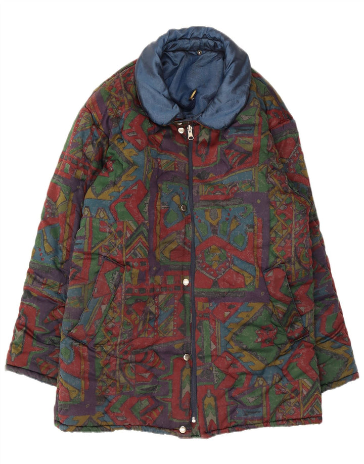 Vintage herre vendbar polstret jakke UK 40 Stor flerfarvet geometrisk