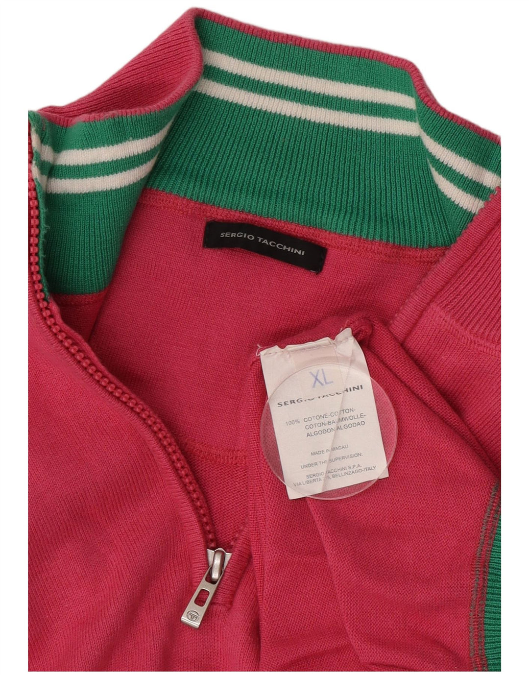 Sergio Tacchini Herre Zip Neck Sweater XL Pink Bomuld