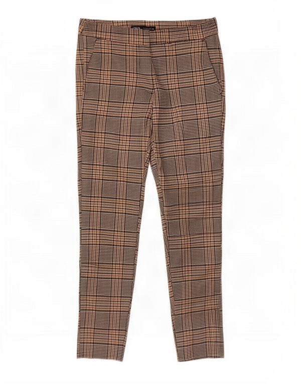 Zara Slim Fit Chinobukser til kvinder Medium W28 L27 Grå Plaid Viscose