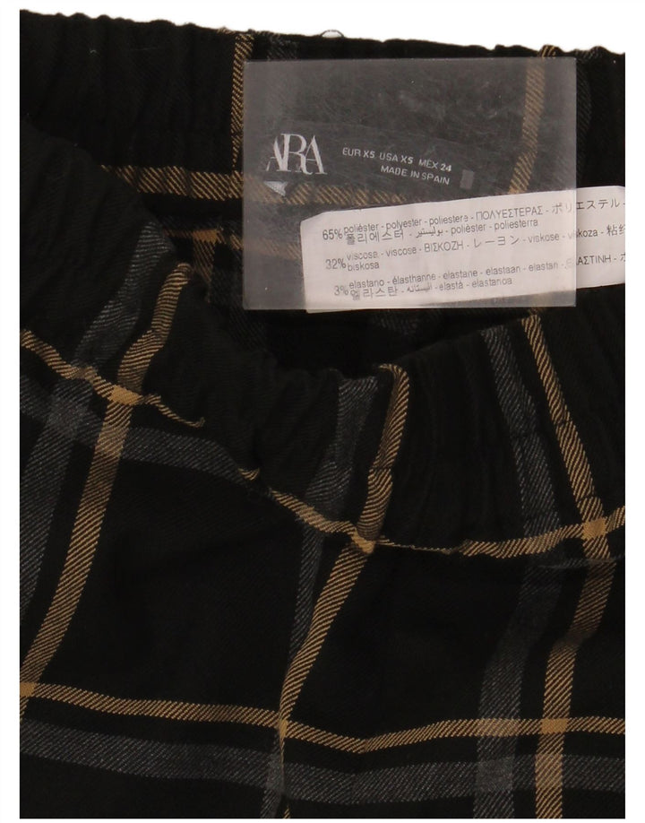 Zara Slim Chinobukser til kvinder XS W24 L34 Sort ternet polyester