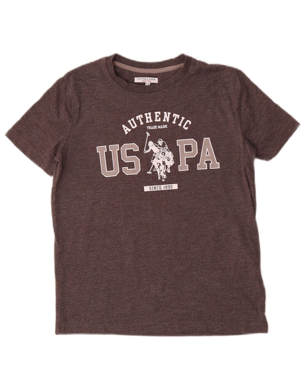 U.S. Polo Assn. Drenge Grafisk T-Shirt Top 8-9 år Grå Bomuld