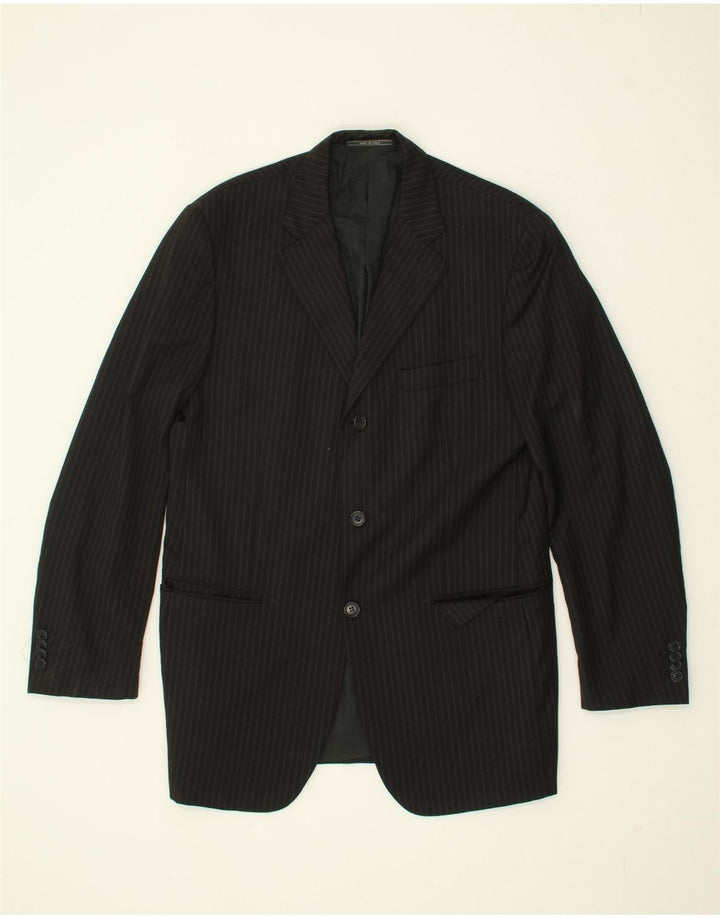 CERRUTI Mens 3 Button Blazer Jacket IT 50 Large Black Striped Viscose Vintage Cerruti and Second-Hand Cerruti from Messina Hembry 