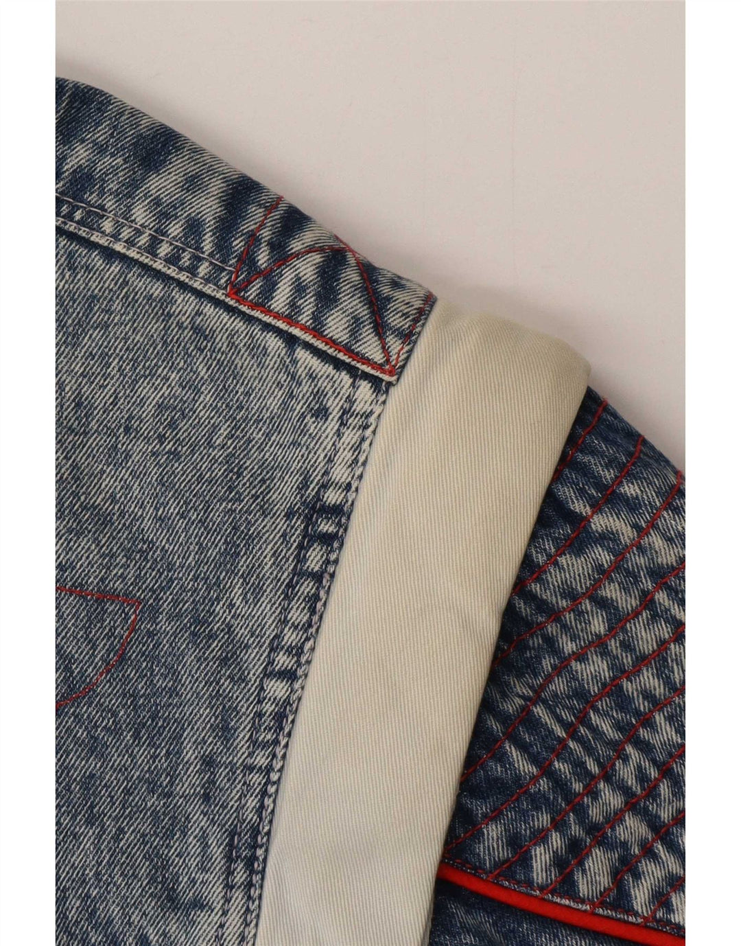 Vintage Sherpa-denimjakke til mænd IT 48/50 Medium Blue Colourblock Bomuld