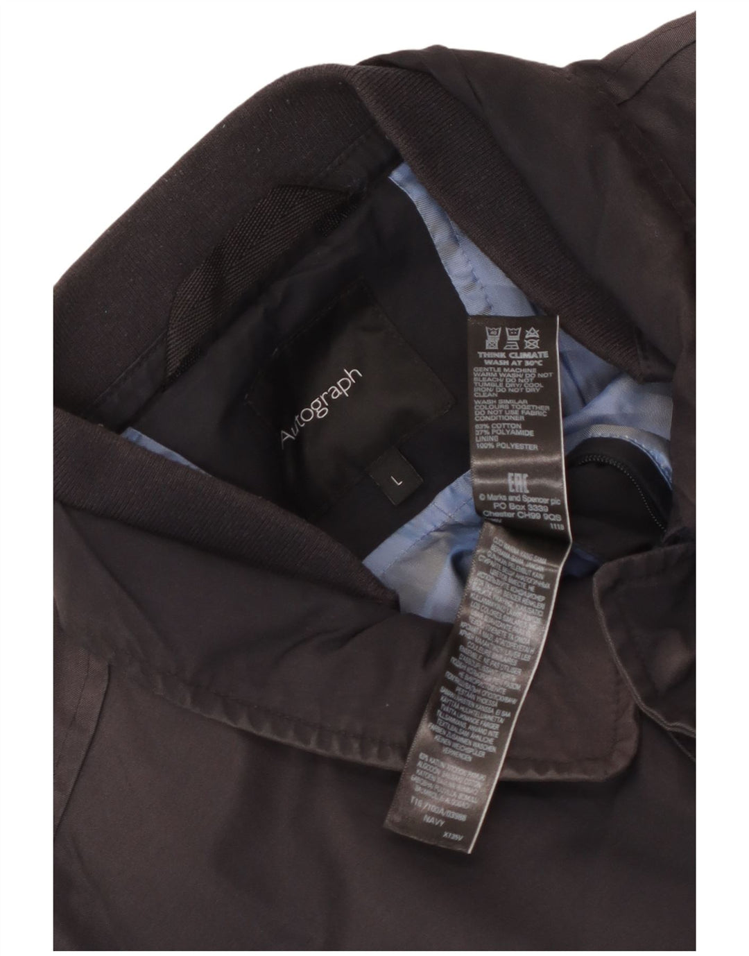 Marks & Spencer Herre Autograph Utility Jacket UK 40 Large Navy Blue Cotton