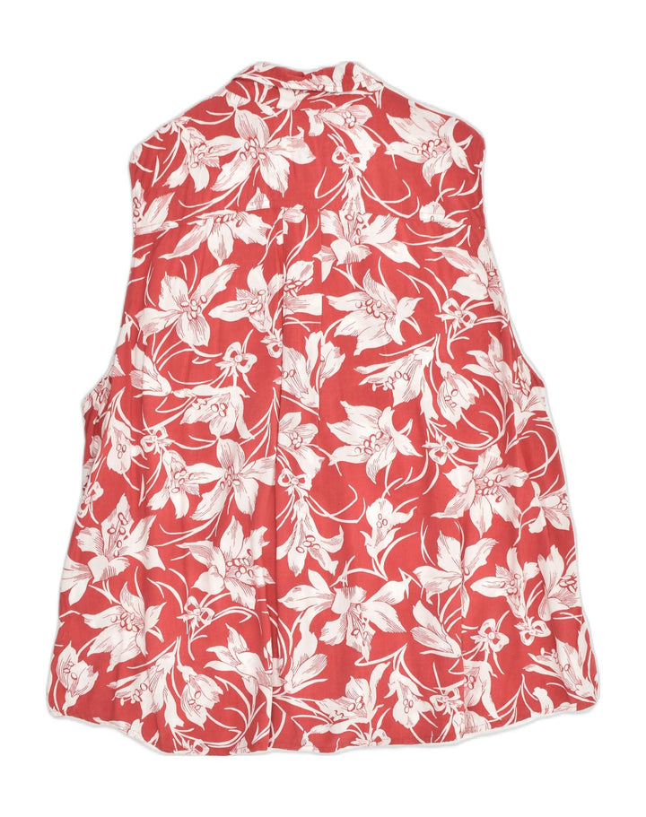CHAPS Womens Sleeveless Shirt UK 18 XL Red Floral Viscose | Vintage Chaps | Thrift | Second-Hand Chaps | Used Clothing | Messina Hembry 