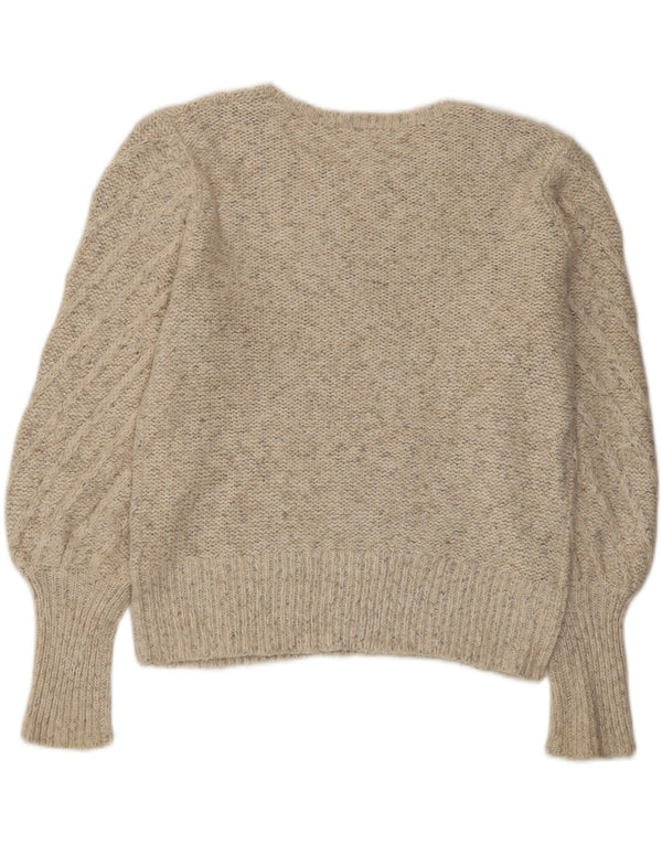Gap Womens Oversized Boat Neck Jumper Sweater UK 10 Small Beige Flecked