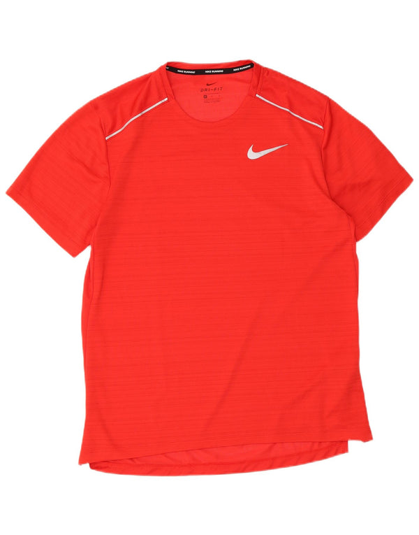 Nike Herre Dri Fit T-shirt Top Medium Rød Nålestribet Polyester