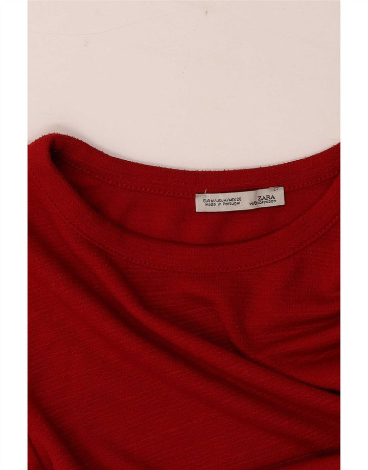 Zara Dame Top 3/4 ærmer UK 12 Medium Rød