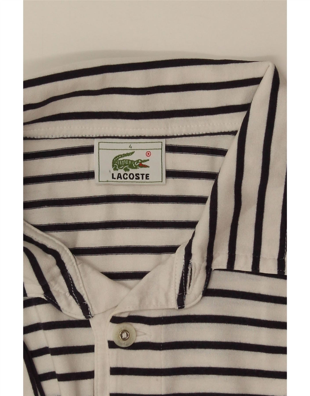 Lacoste herre polotrøje størrelse 4 Medium hvid nålestribe
