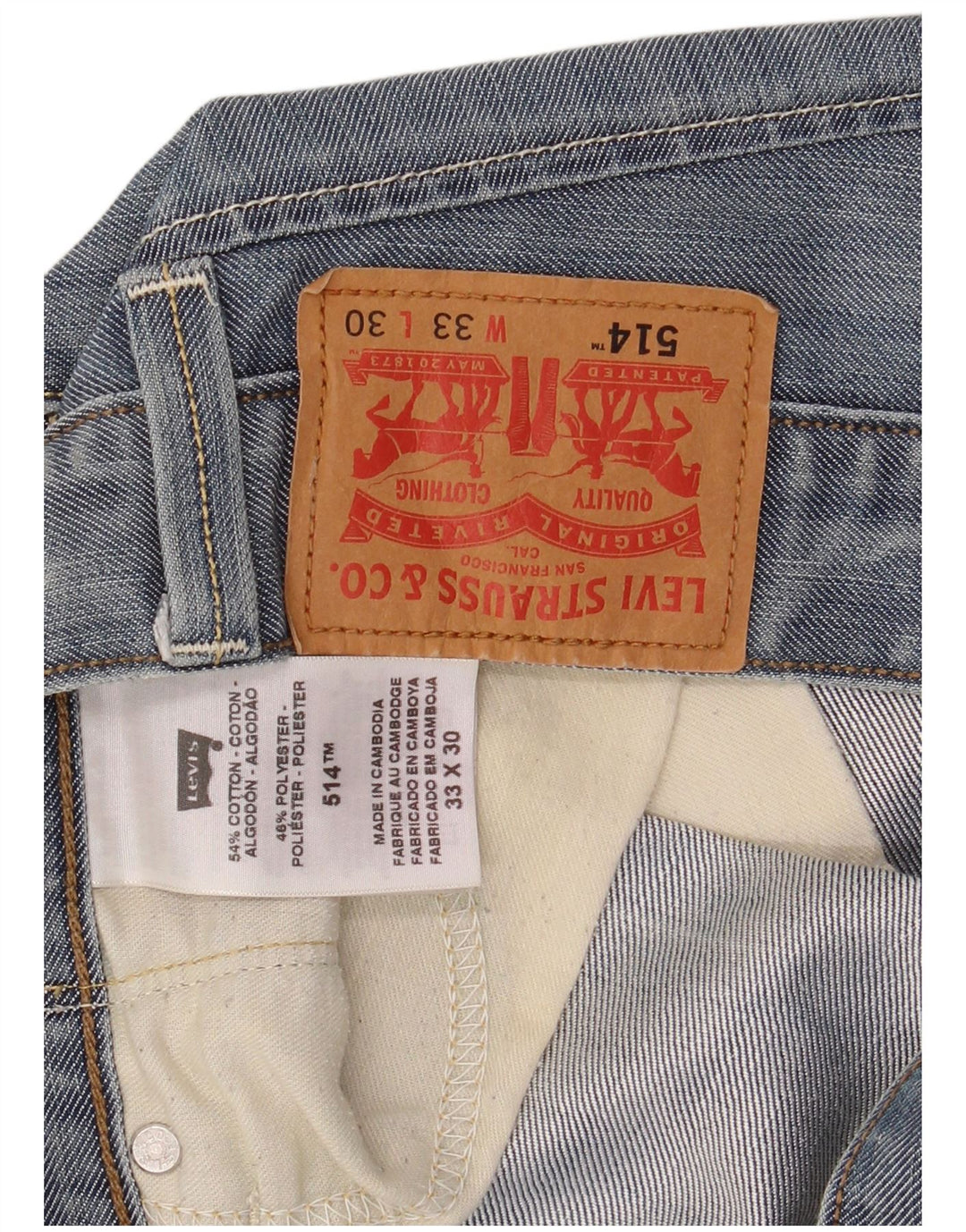 Levi's Mens 514 Straight Jeans W33 L30 Blue Cotton
