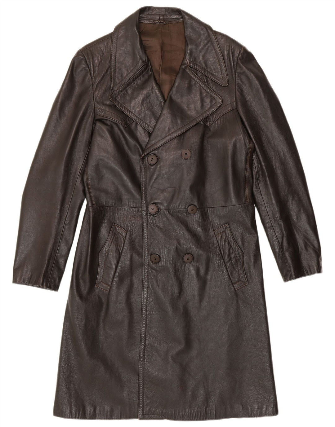 VINTAGE Læderfrakke til mænd IT 50 Stor brunt læder