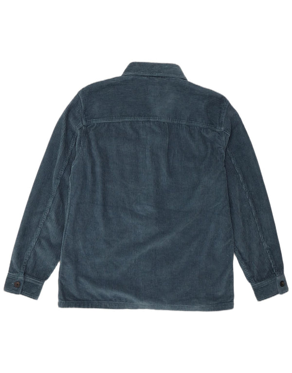 Marks & Spencer Herre Overshirt Corduroy Shirt Medium Blue Bomuld