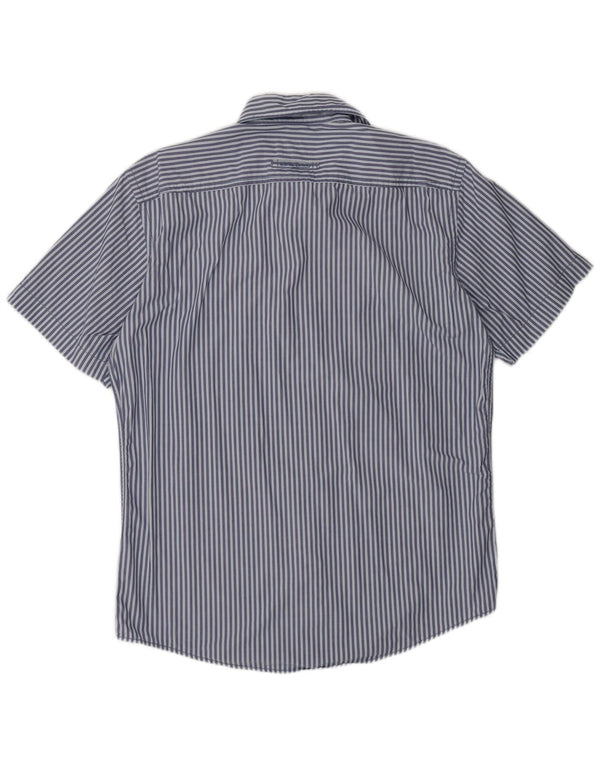 Camel Active Herre kortærmet Regular Fit skjorte Medium Blue Pinstripe