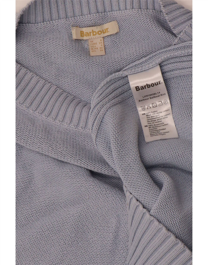 BARBOUR Womens Oversized Boat Neck Jumper Sweater UK 8 Small Blue Cotton