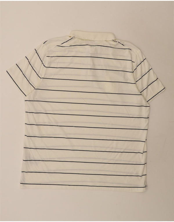 Nike herre Regular Fit Polo Shirt 2XL hvid stribet bomuld