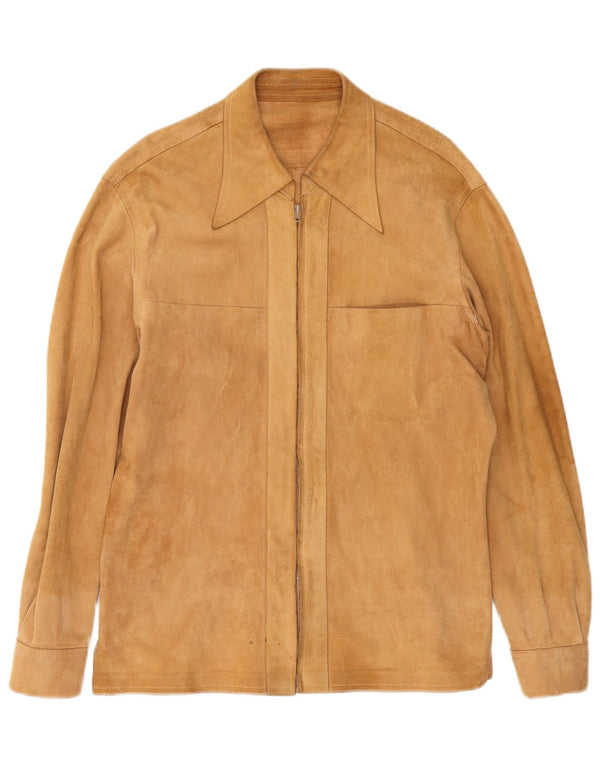 Vintage Herre Overshirt Ruskindsskjorte Medium Beige