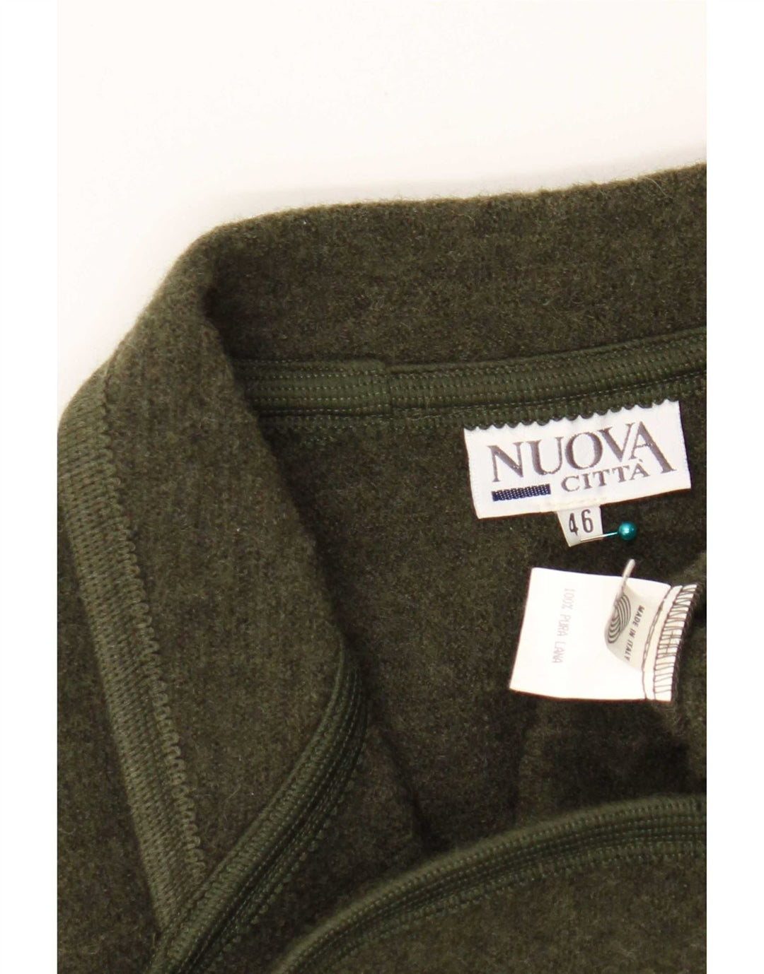 Nuova Citta Dame 3-knaps blazerjakke IT 46 Stor Khaki Virgin Wool