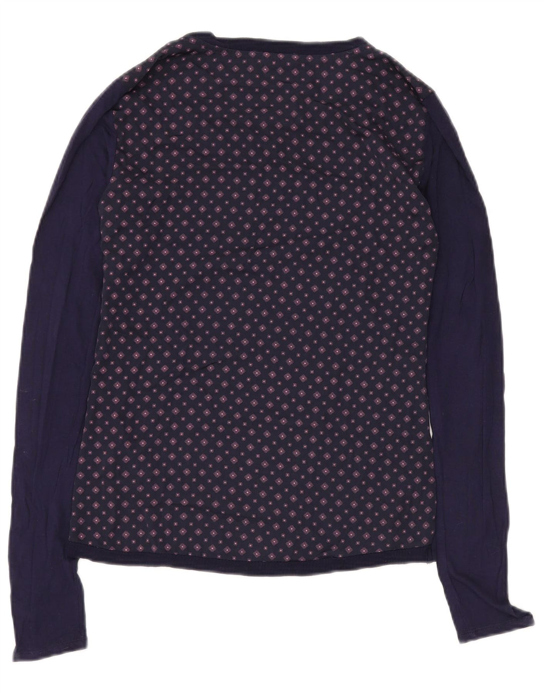 Tommy Hilfiger Dame Top Langærmet UK 12 Medium Navy Blue Geometric