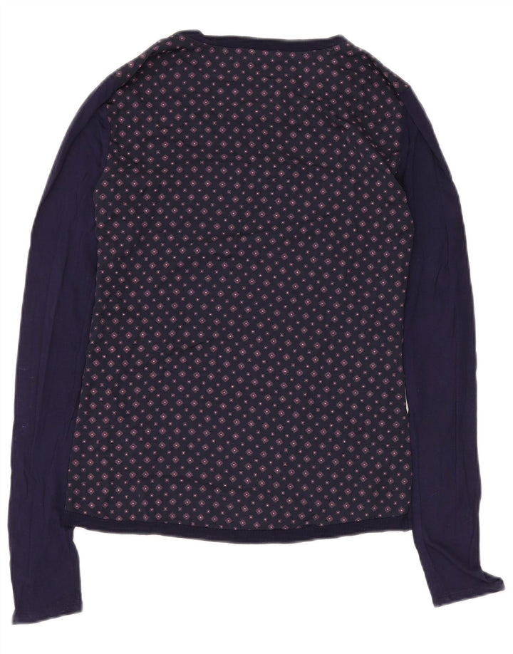 Tommy Hilfiger Dame Top Langærmet UK 12 Medium Navy Blue Geometric