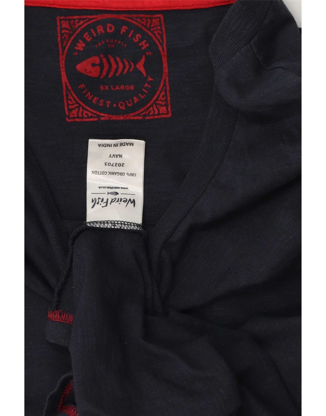 Weird Fish Herre T-Shirt Top 5XL Marineblå Bomuld