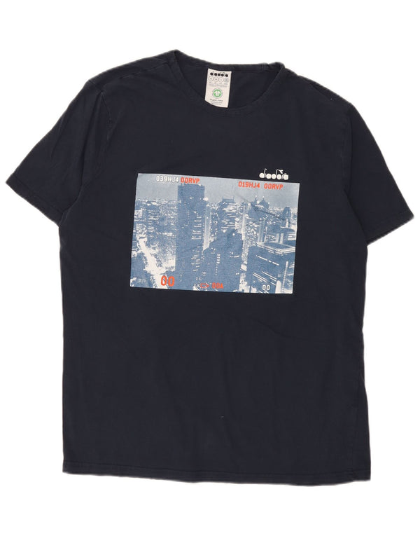 Diadora Herre grafisk T-shirt top XL marineblå bomuld